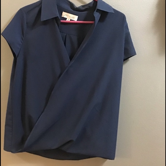 Philosophy Tops - Women’s wrap around blouse blue office wear Easter ladies career style Boutique